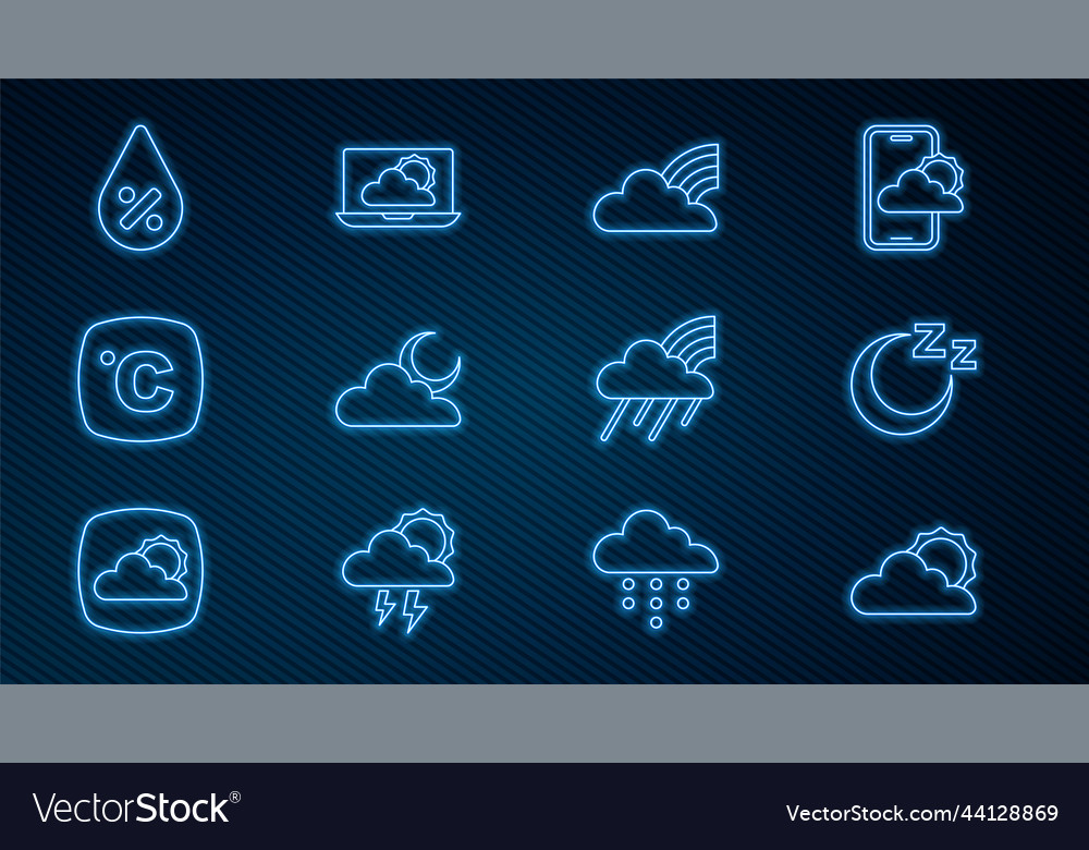 Set line sun and cloud weather time to sleep Vector Image Set Line Sun And Cloud Weather Time To Sleep Vector Image