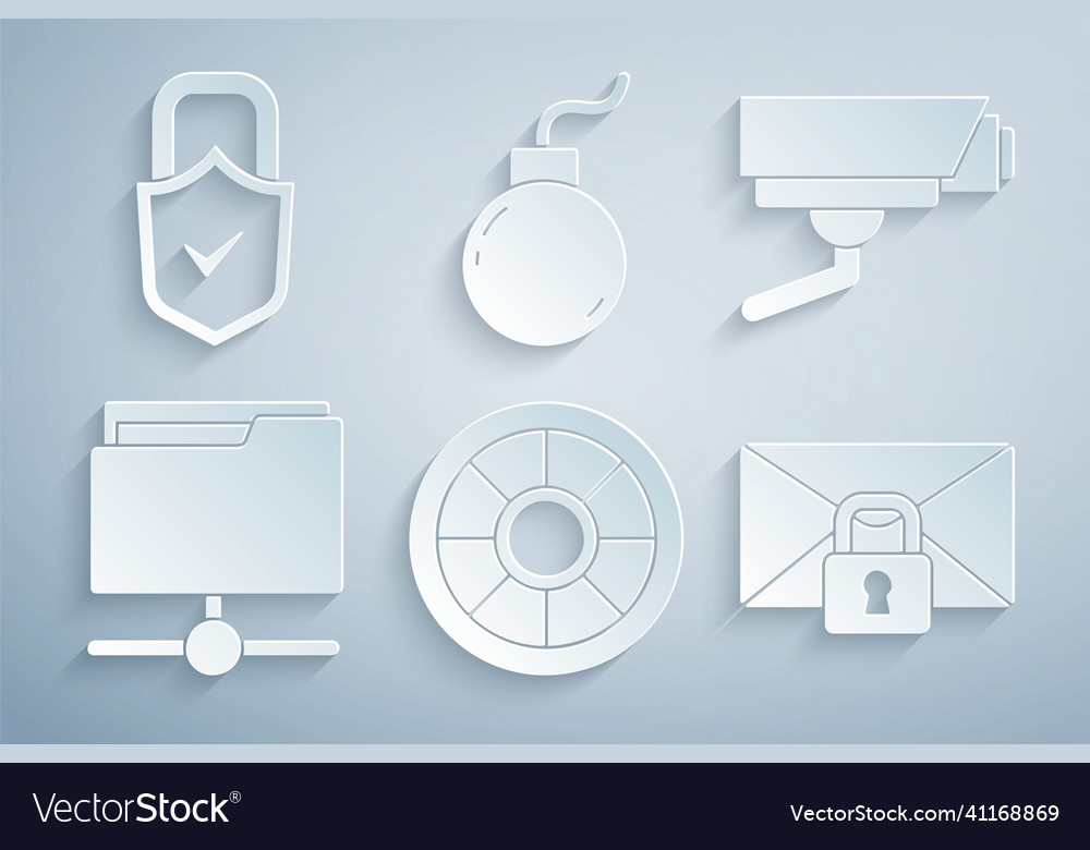 Set safe security camera ftp folder mail vector image Set safe security camera ftp folder mail