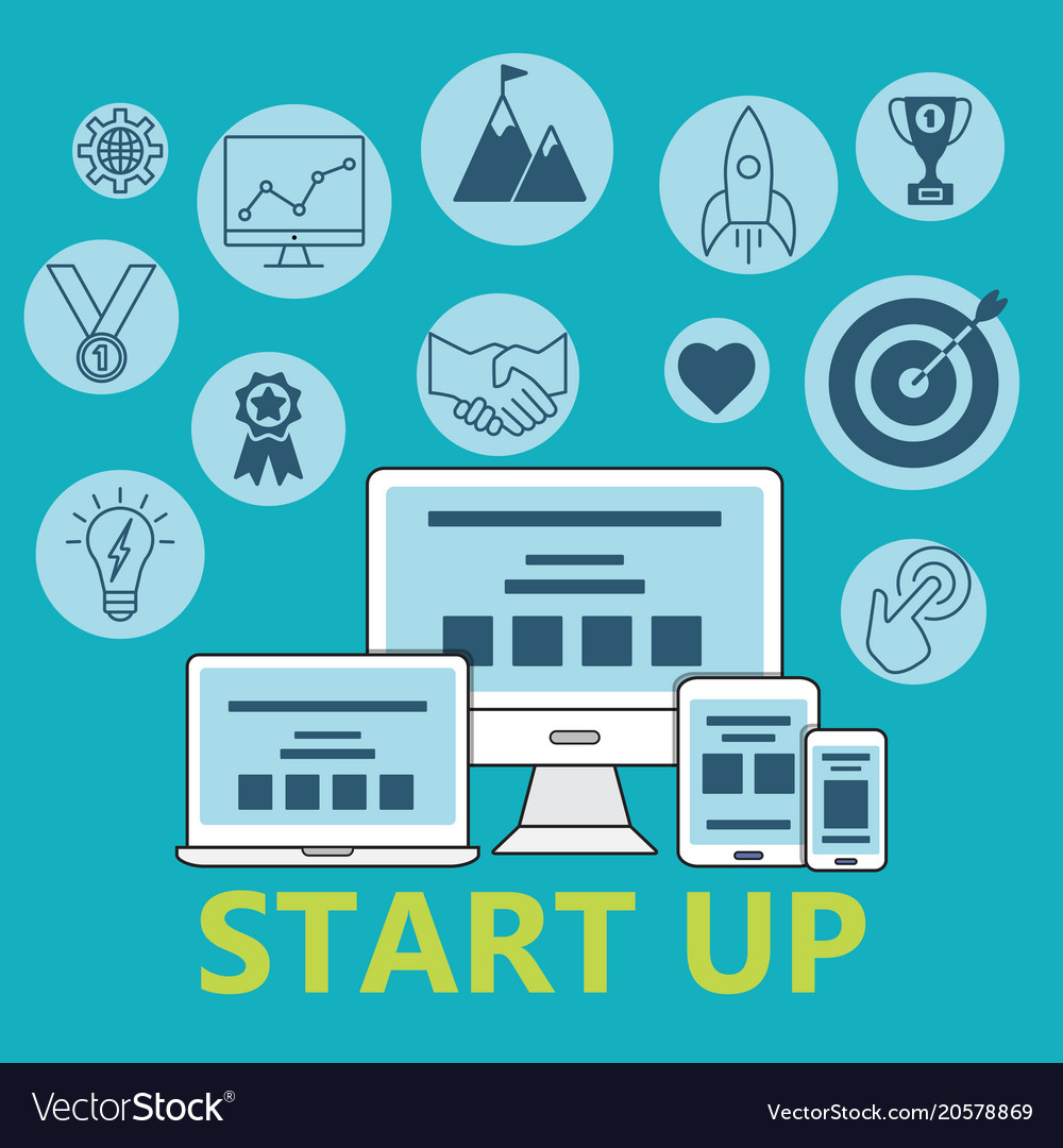 Start up pattern of outline icons set