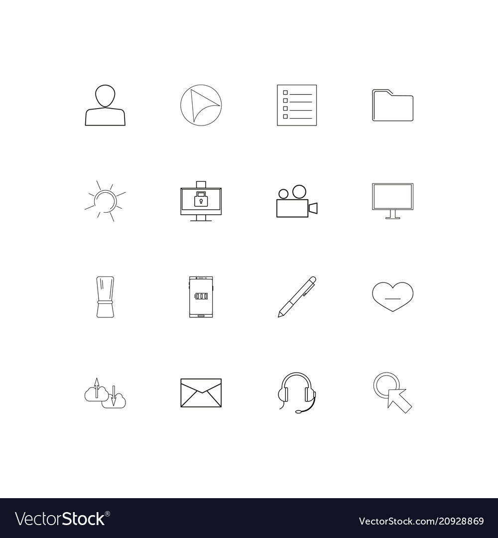 User interface linear thin icons set outlined