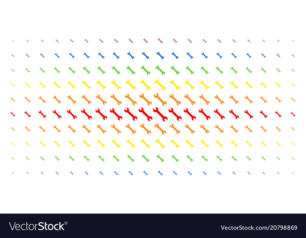 Wrench spectrum halftone array vector image Wrench spectrum halftone array