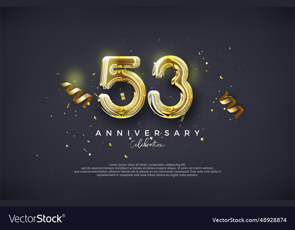 53rd anniversary with luxury glossy gold design Vector Image