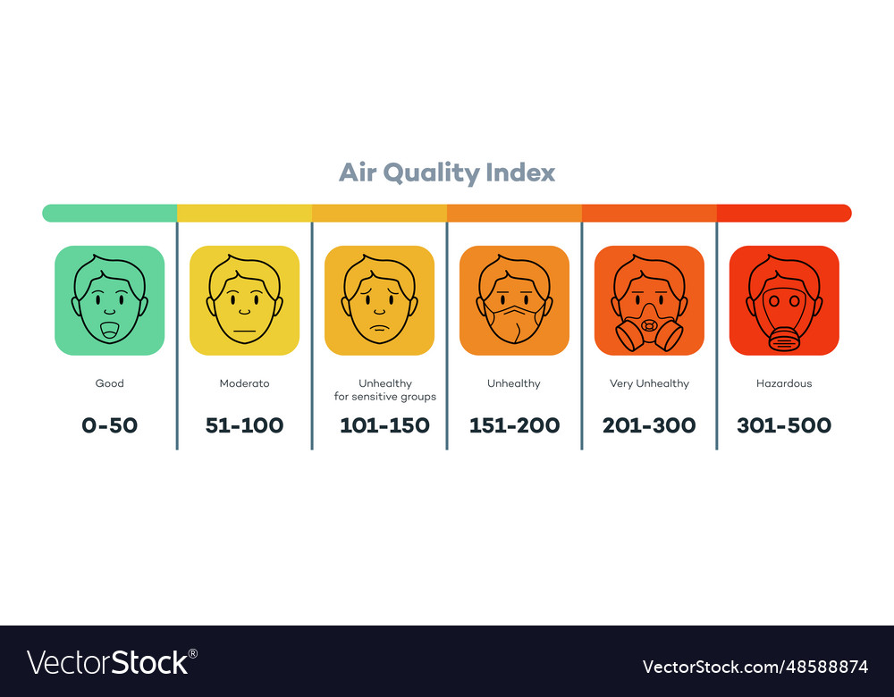 Air quality index scale with face