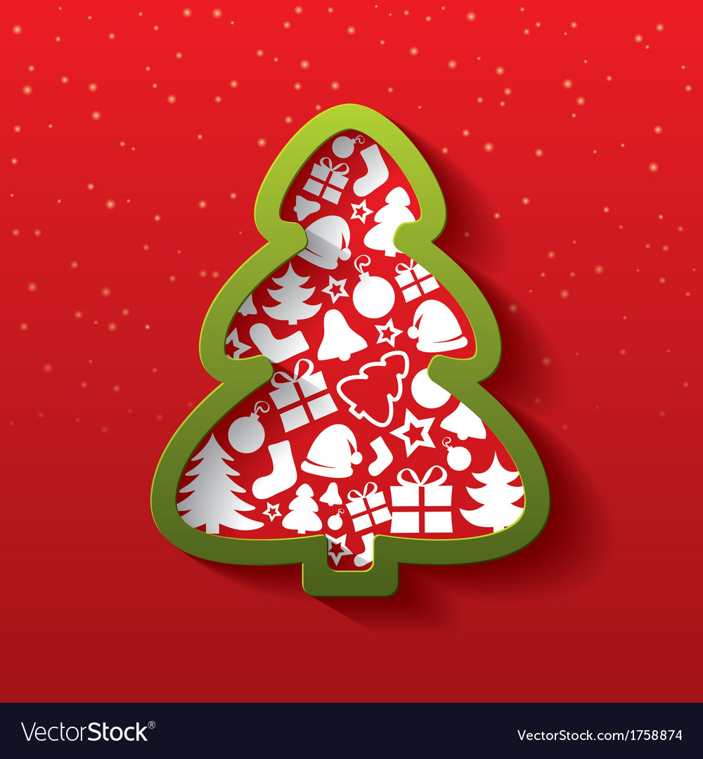 Christmas tree of flat icons new year