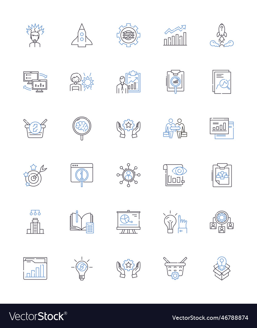 Direction and instruction line icons collection vector image Direction and instruction line icons collection