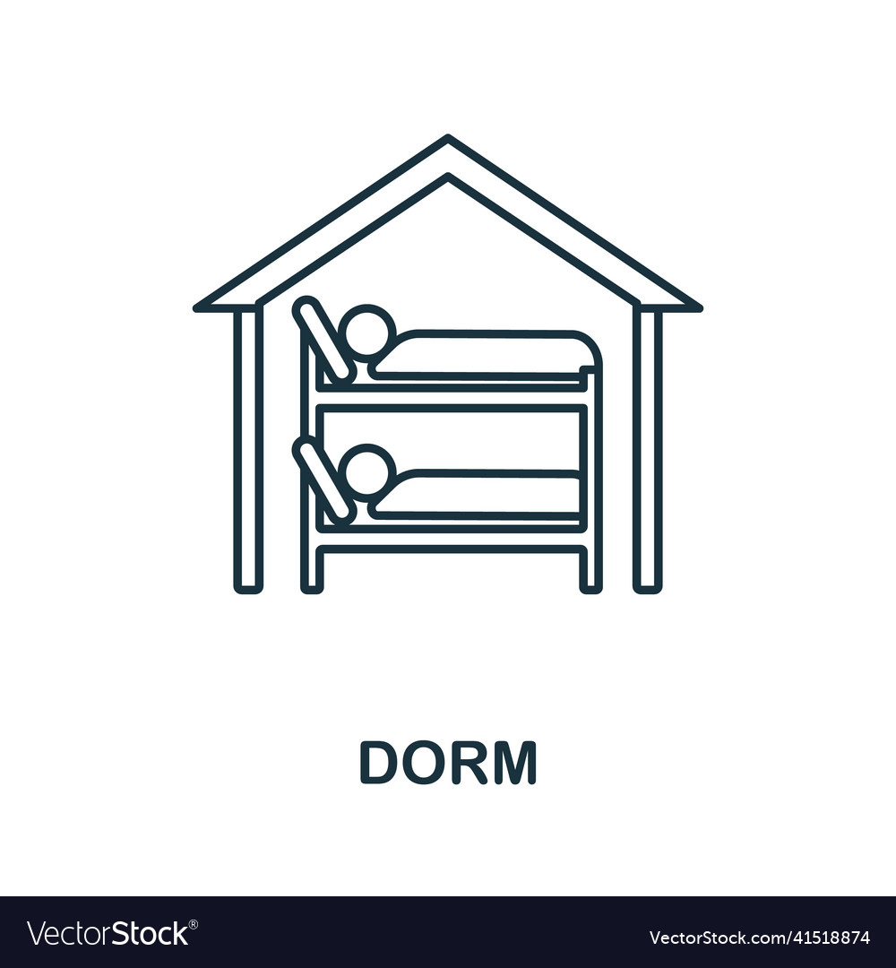 Dorm icon line element from university collection