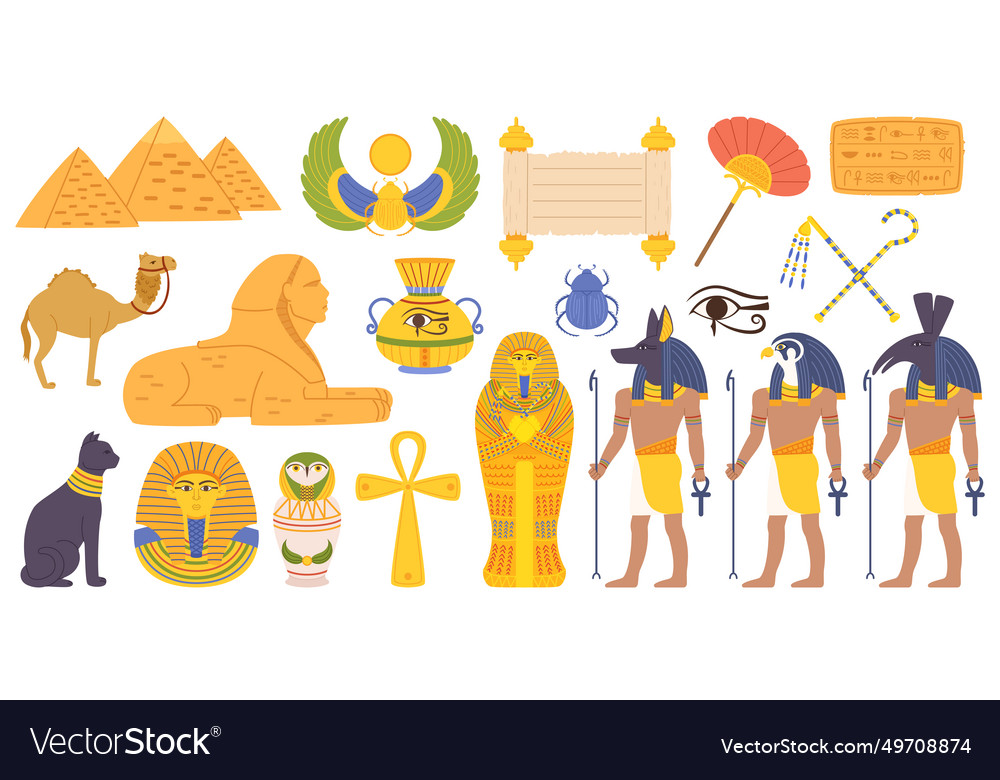 Egypt landmarks and religious elements set Vector Image