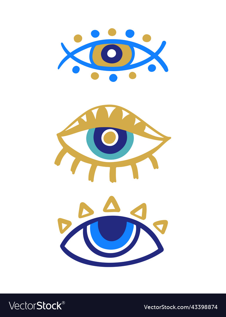 Premium Vector  Evil eye set with different color in pixel art style