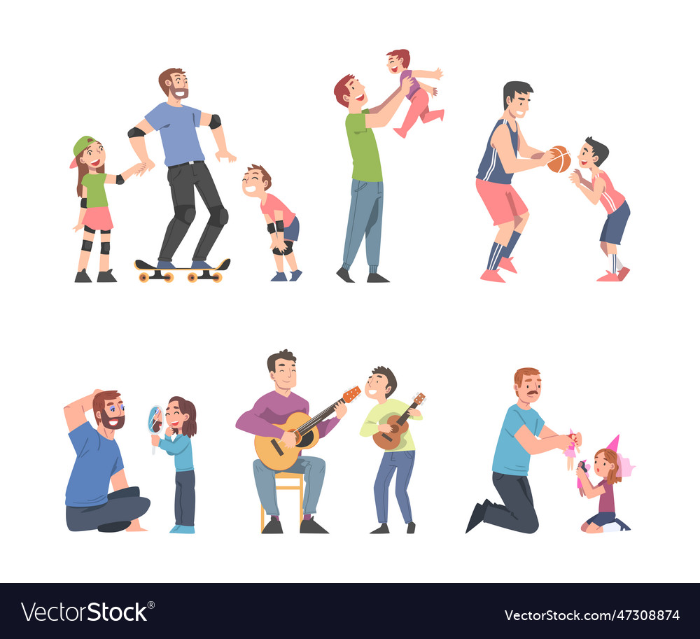 Father and child spending time together playing Vector Image