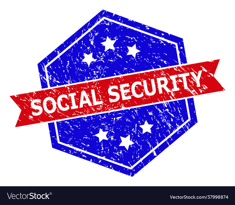 Hexagonal Bicolor Social Security Stamp Royalty Free Vector