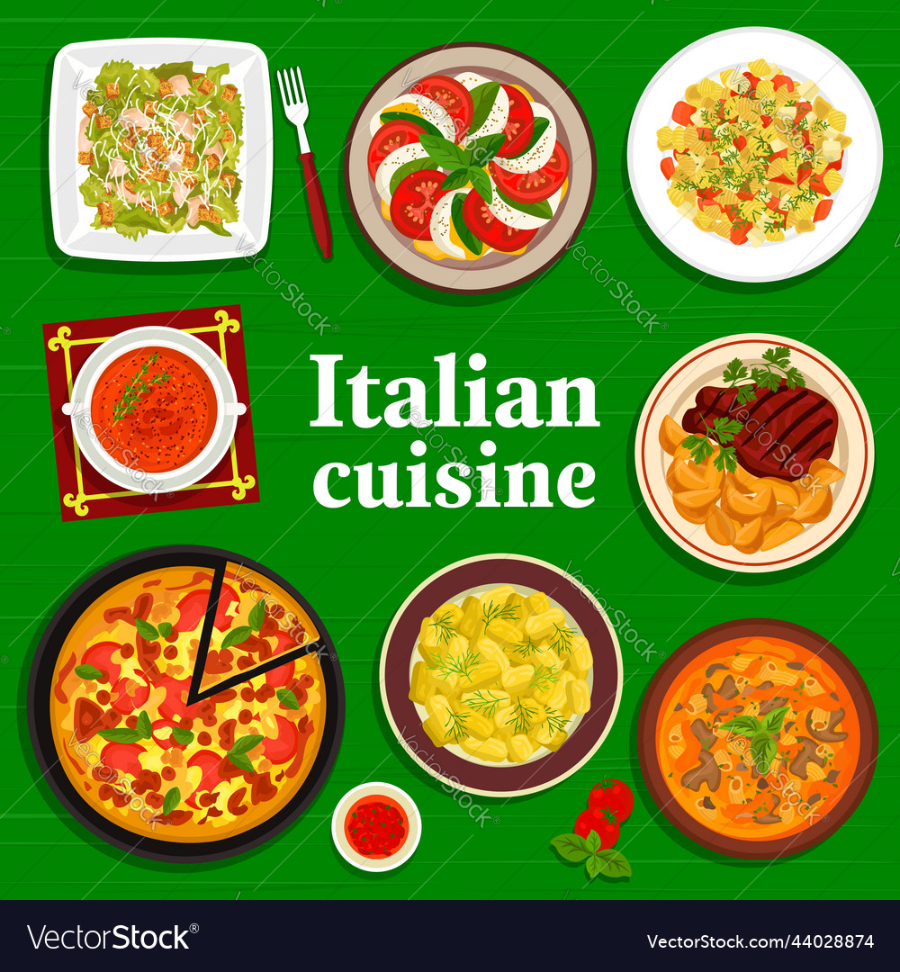 Italian cuisine food menu cover page design Vector Image