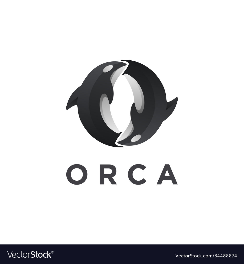 Modern couple orca killer whale logo icon Vector Image