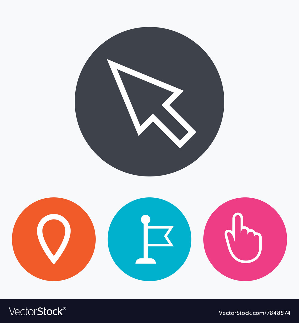 Mouse cursor icon hand or flag pointer symbols