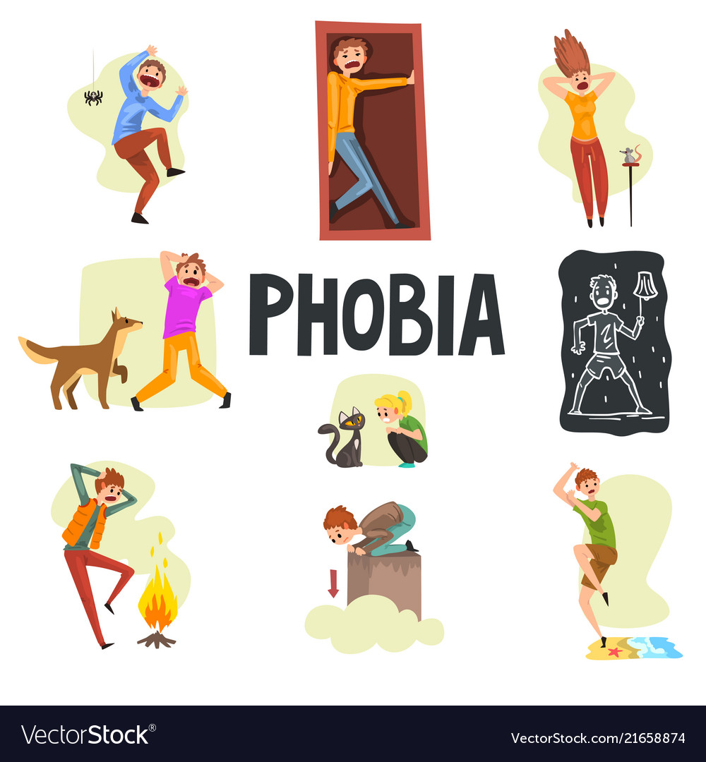 People suffering from various phobias set Vector Image