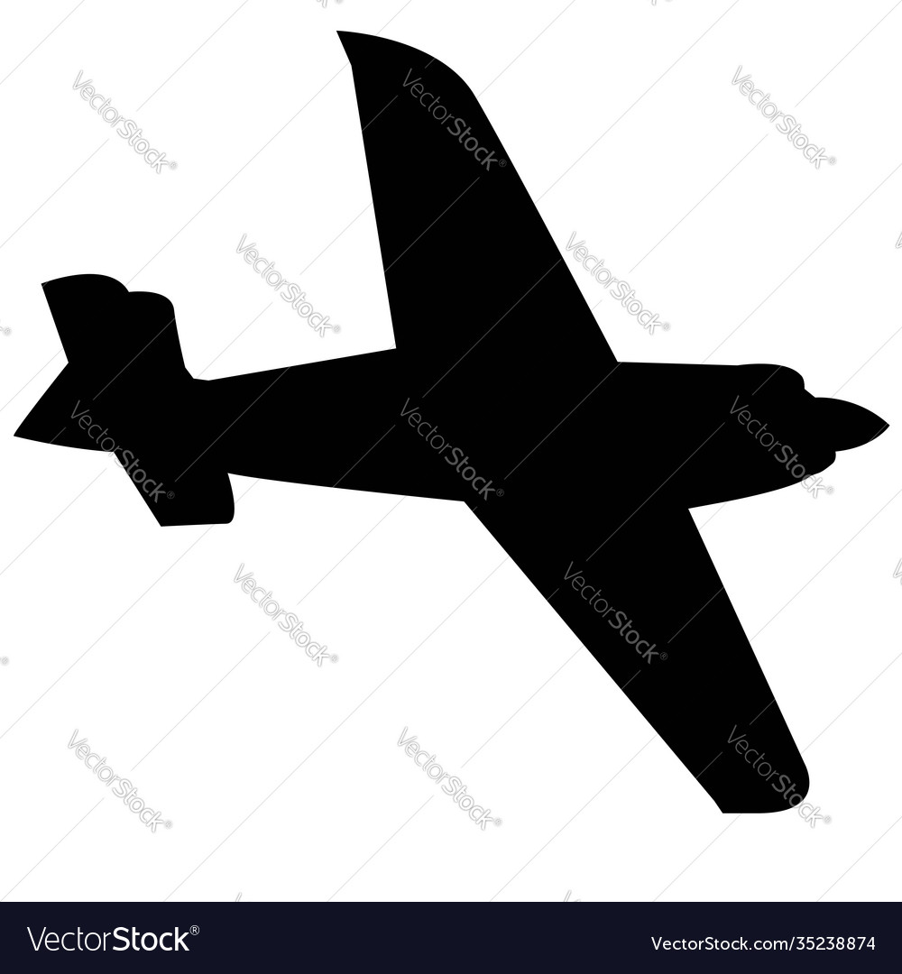 Ropeller motor sport aircraft black silhouette vector image Ropeller motor sport aircraft black silhouette