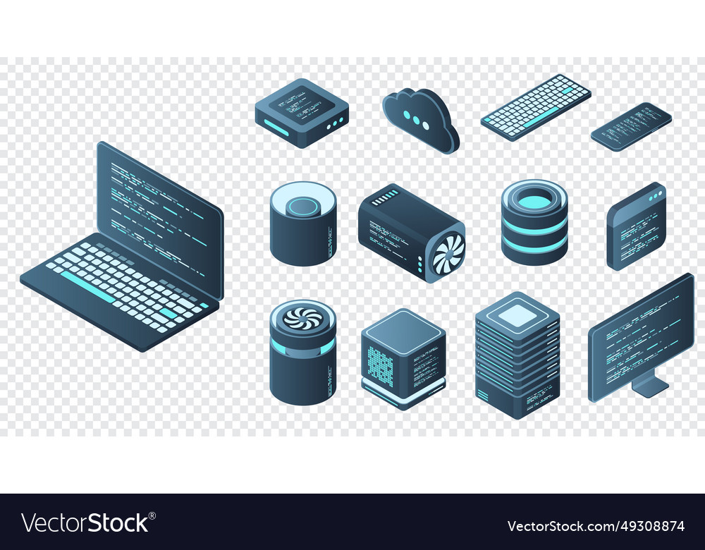 Set of isometric computer technology vector image Set of isometric computer technology