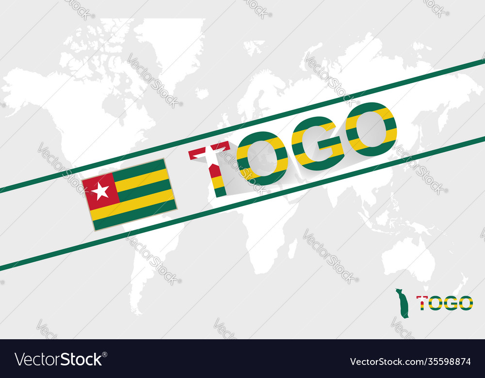 Togo map flag and text vector image Togo map flag and text