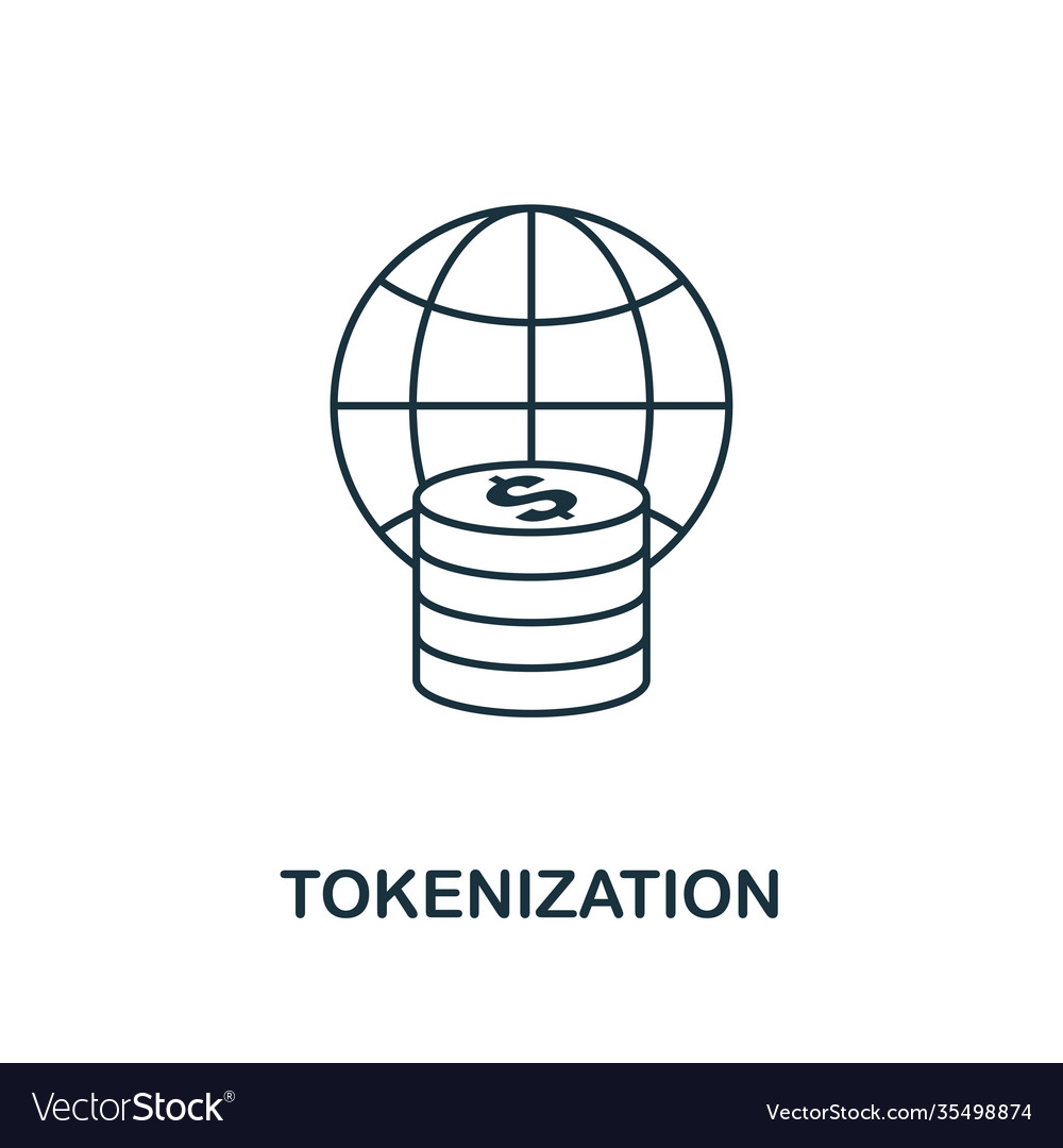 Tokenization icon outline style thin line design Vector Image Tokenization icon outline style thin line design