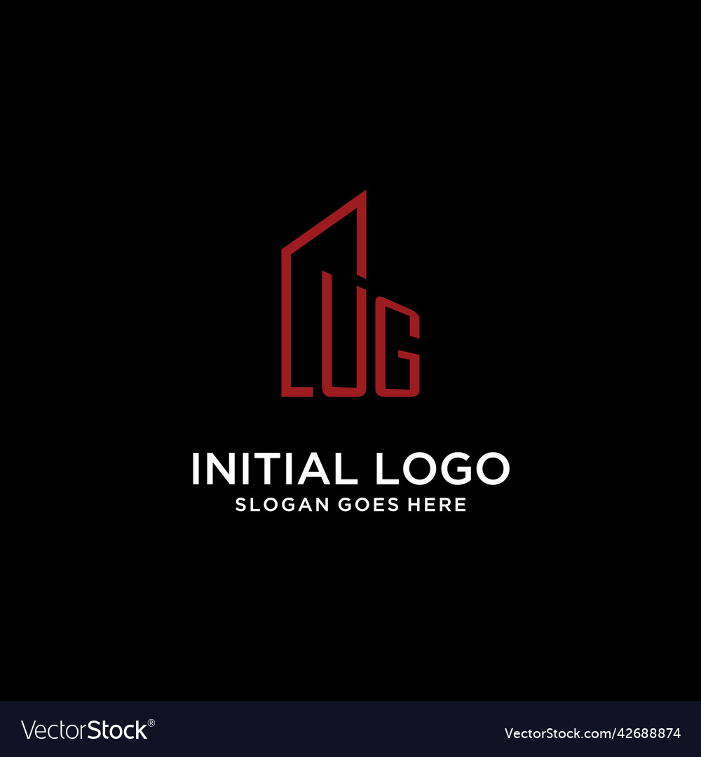Ug initial monogram with building logo design