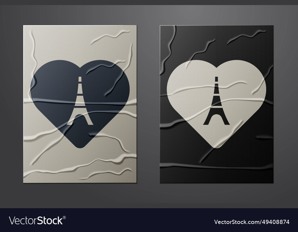 White eiffel tower with heart icon isolated vector image White eiffel tower with heart icon isolated