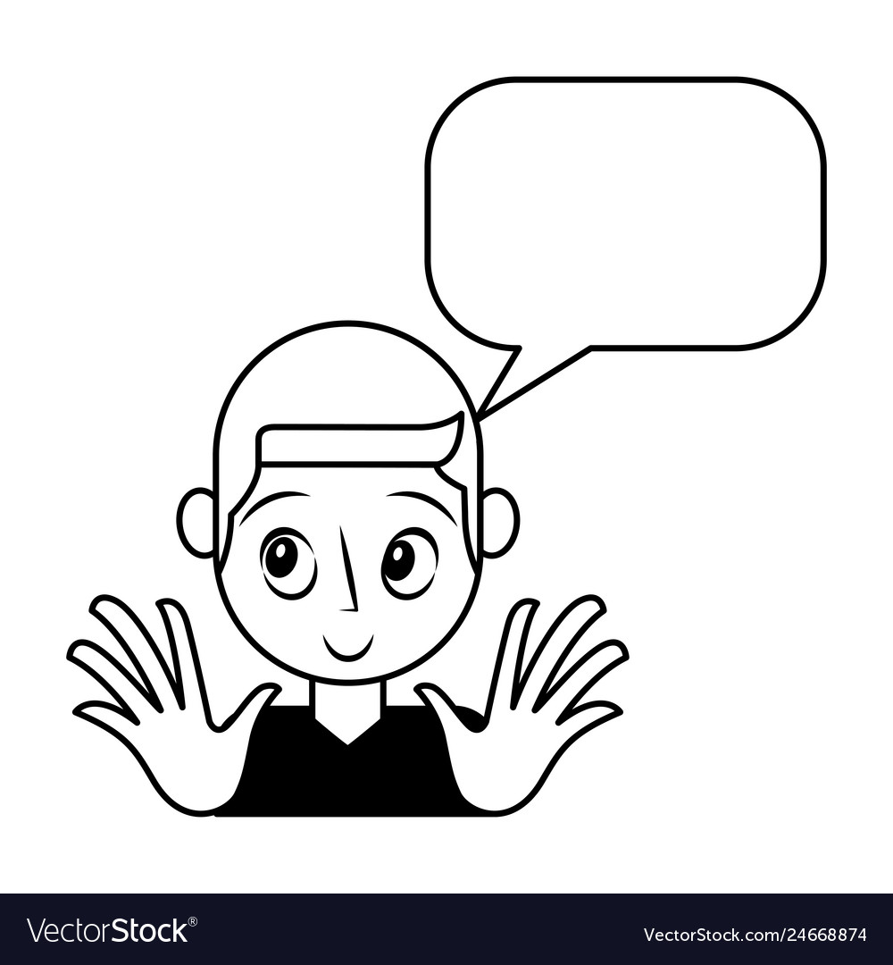 Young man with speech bubble avatar character