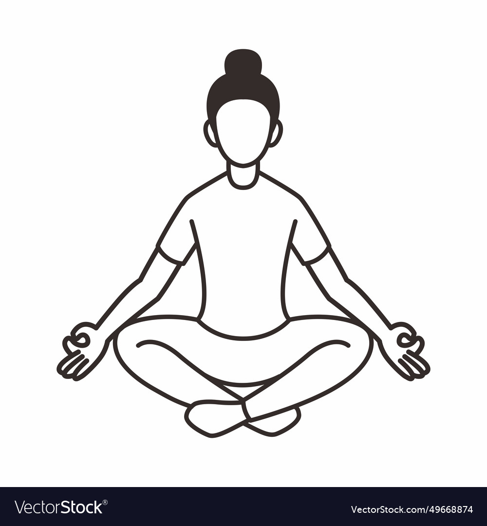 Young woman doing yoga poses monoline 4 Royalty Free Vector