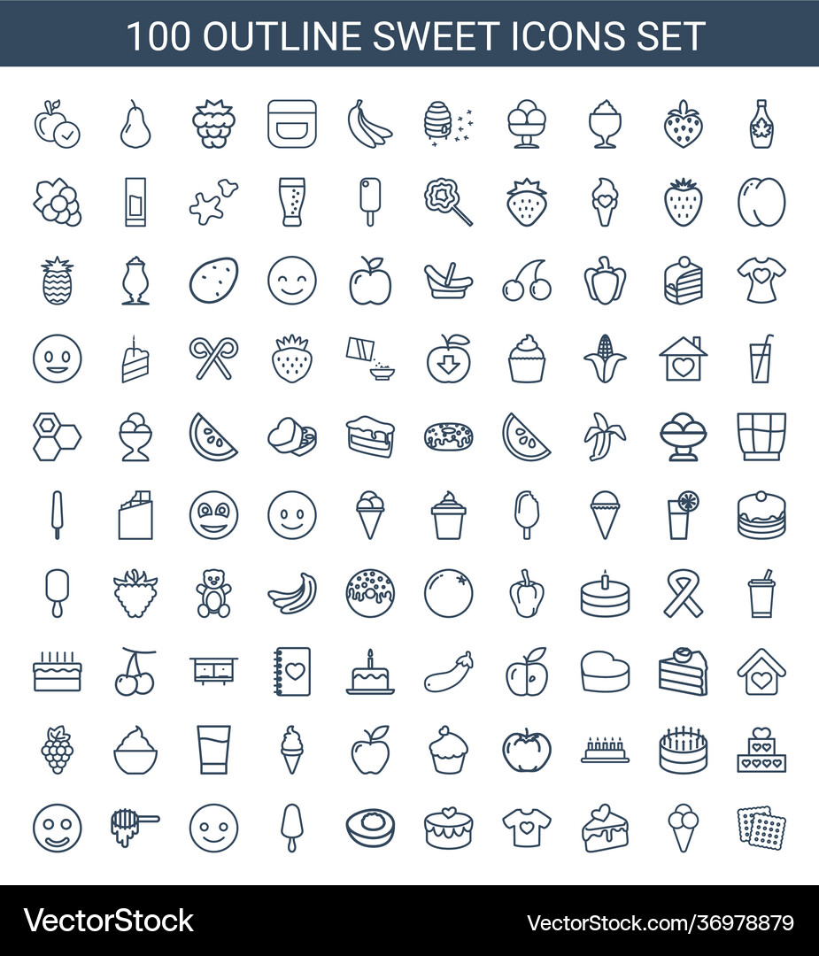 100 sweet icons Royalty Free Vector Image - VectorStock