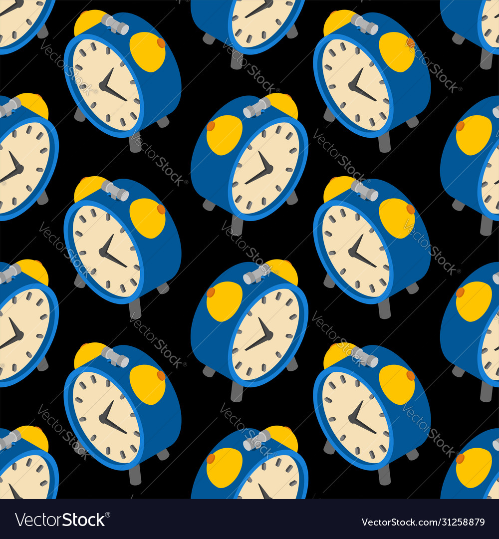 Alarm clock pattern seamless old table vector image Alarm clock pattern seamless old table