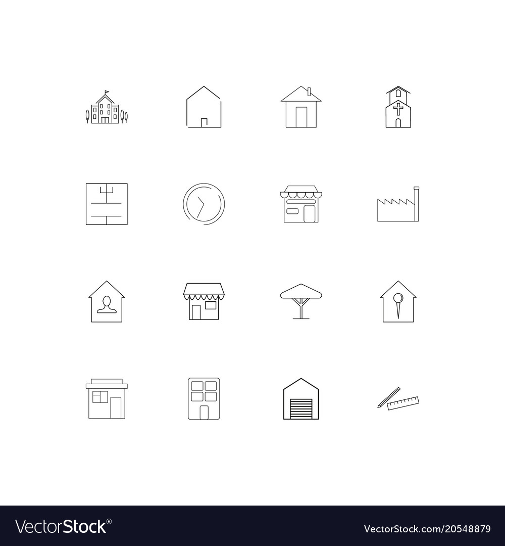 Buildings and constructions simple linear icons