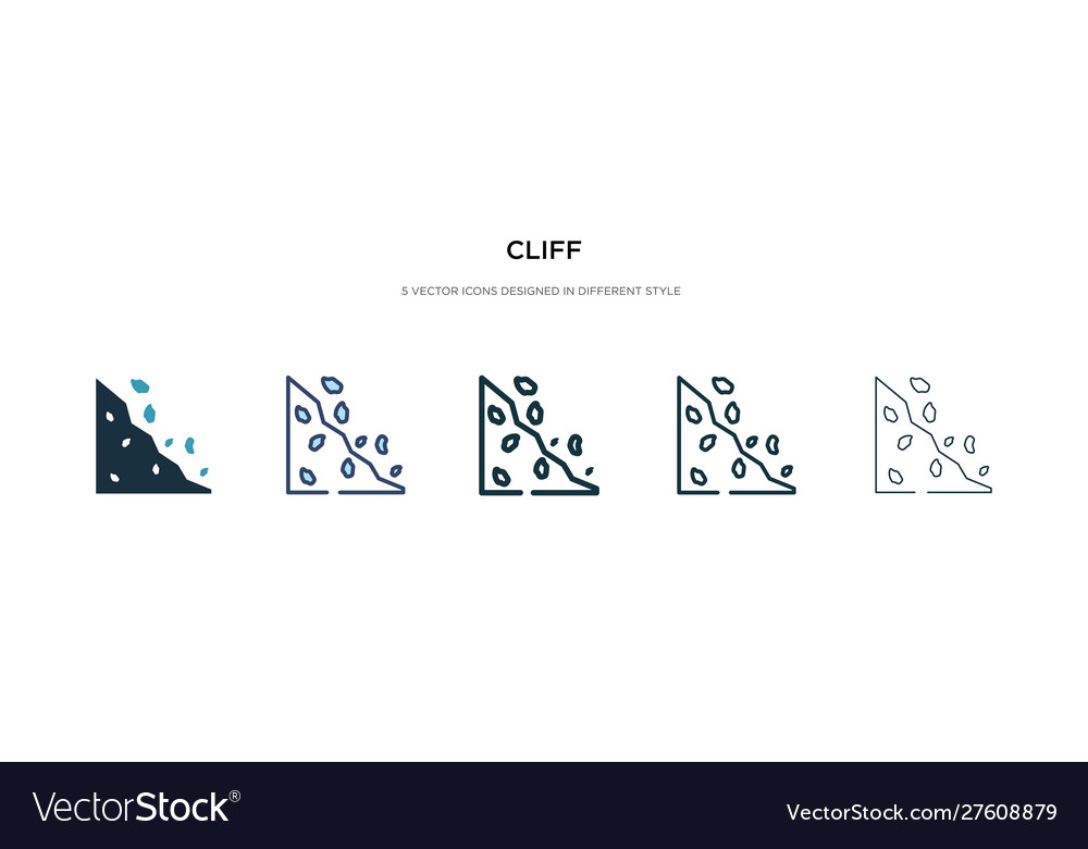 Cliff icon in different style two colored vector image Cliff icon in different style two colored