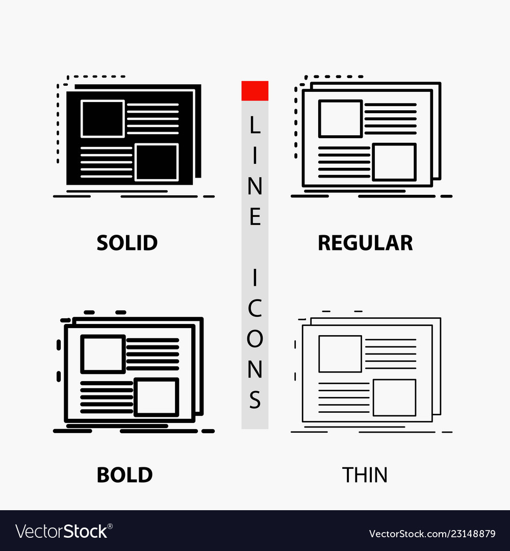 Content design frame page text icon in thin Vector Image Content design frame page text icon in thin