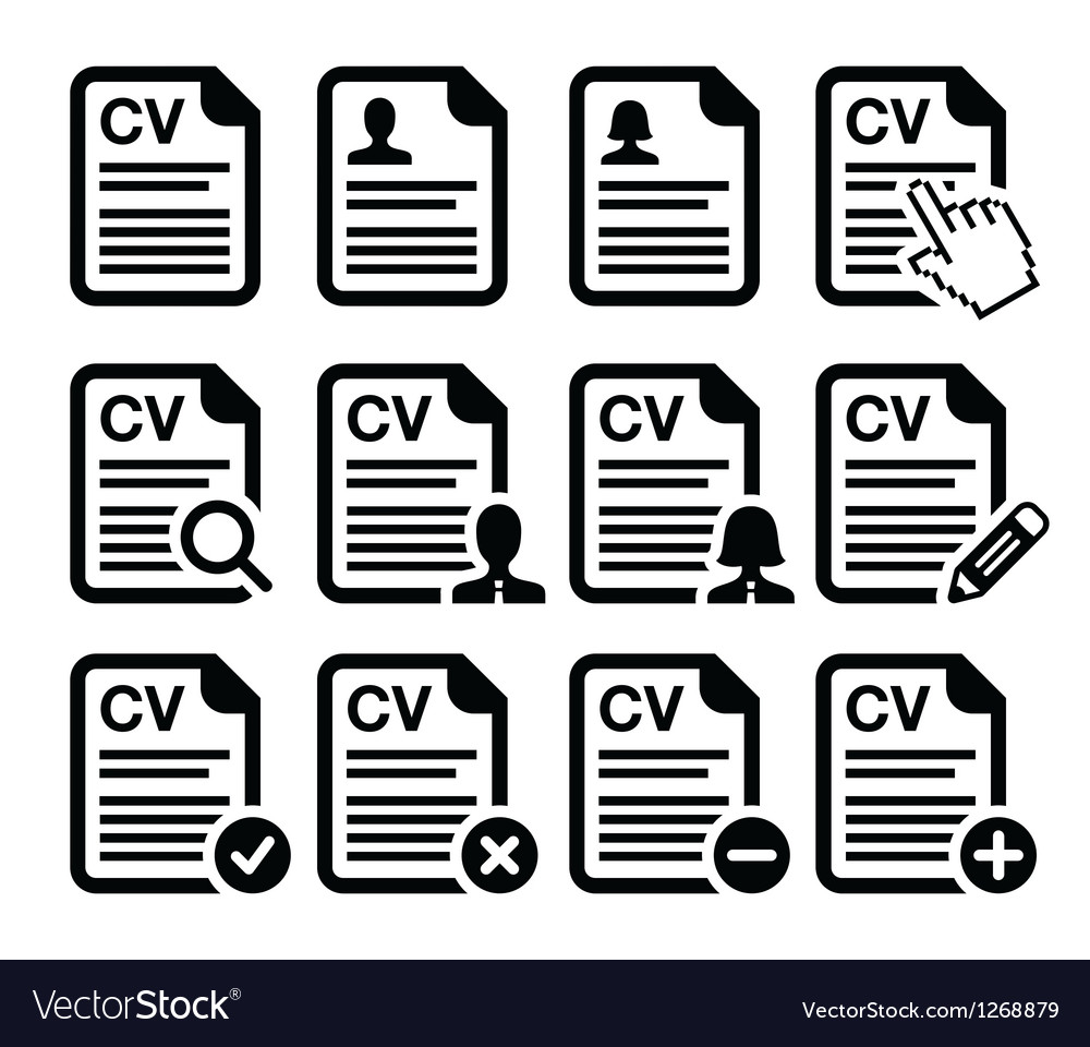 Cv - curriculum vitae resume icons set Royalty Free Vector