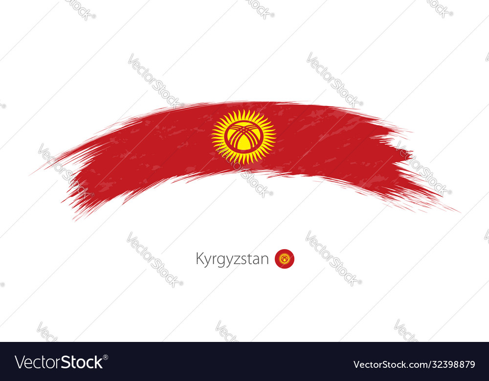 Flag kyrgyzstan in rounded grunge brush stroke