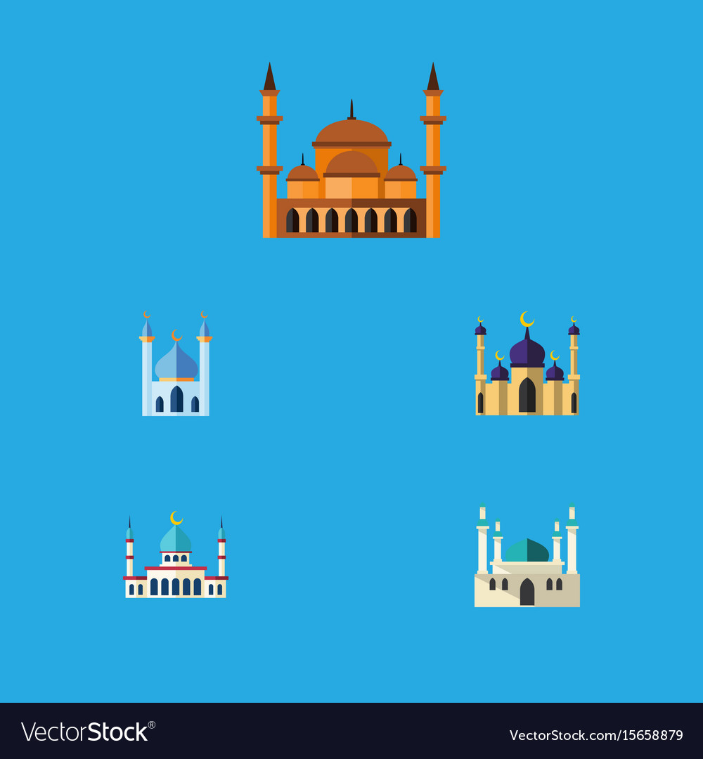 Flat icon building set of mosque structure