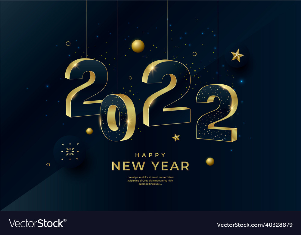 Happy new year 2022 greeting card design template Vector Image