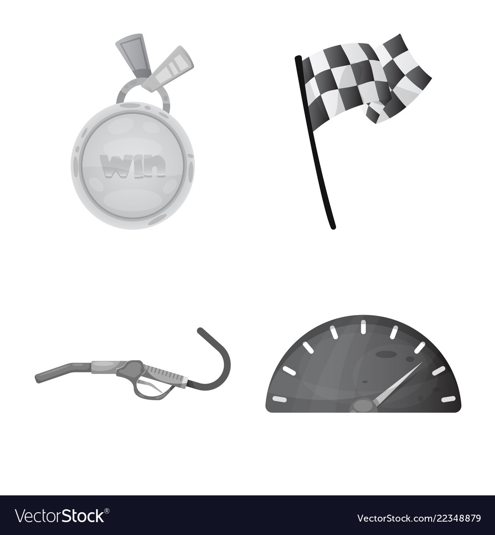 Isolated object of car and rally sign set Vector Image Isolated object of car and rally sign set