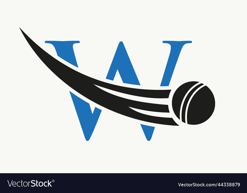 Letter w cricket logo concept with ball icon