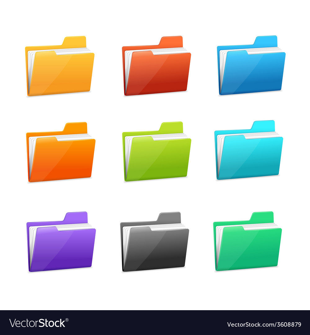 Many rainbow folders set on the white