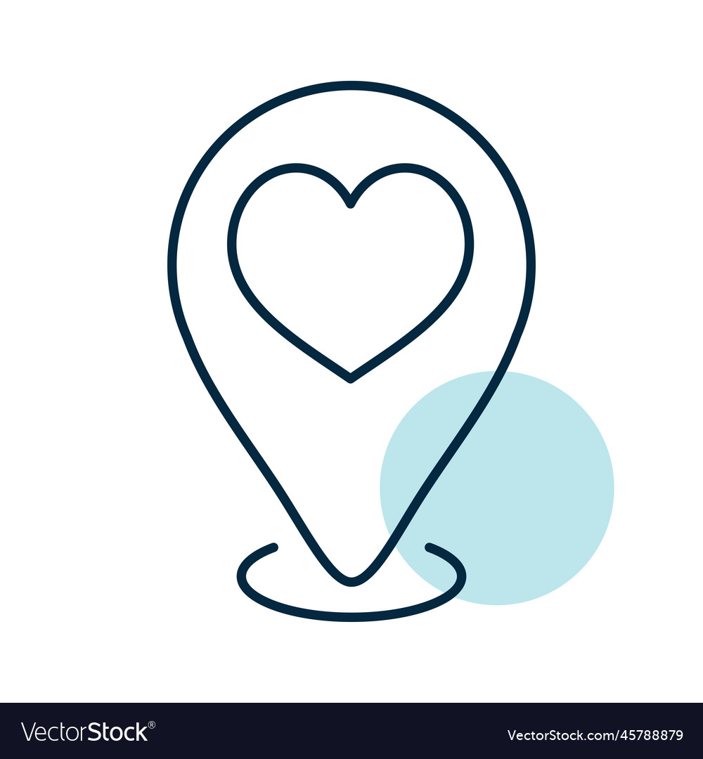 Map pointer with heart icon valentine day symbol