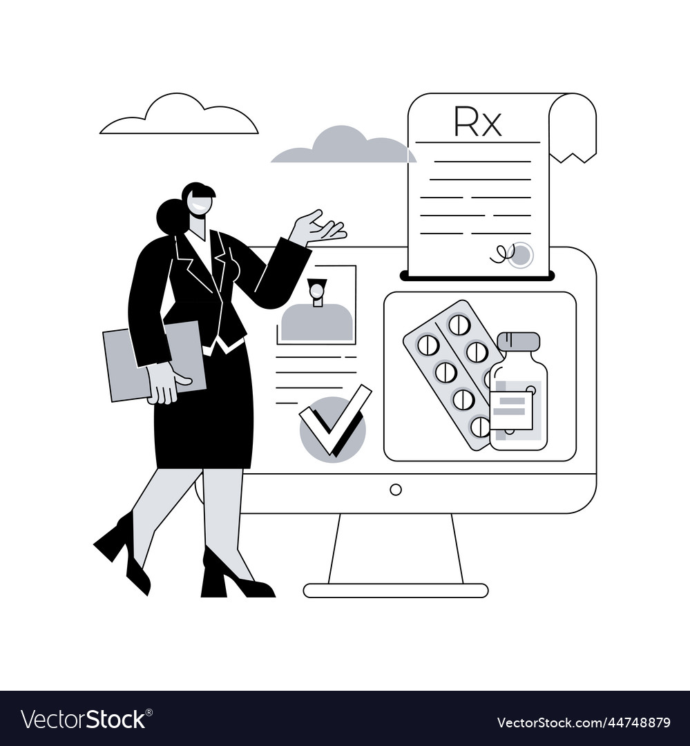 Online prescription system abstract concept vector image Online prescription system abstract concept