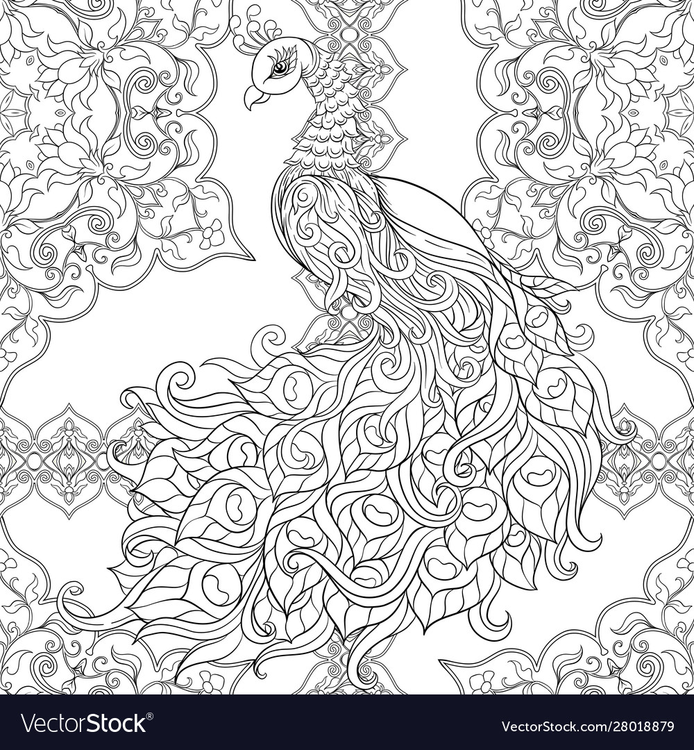 Peacock bird seamless pattern background