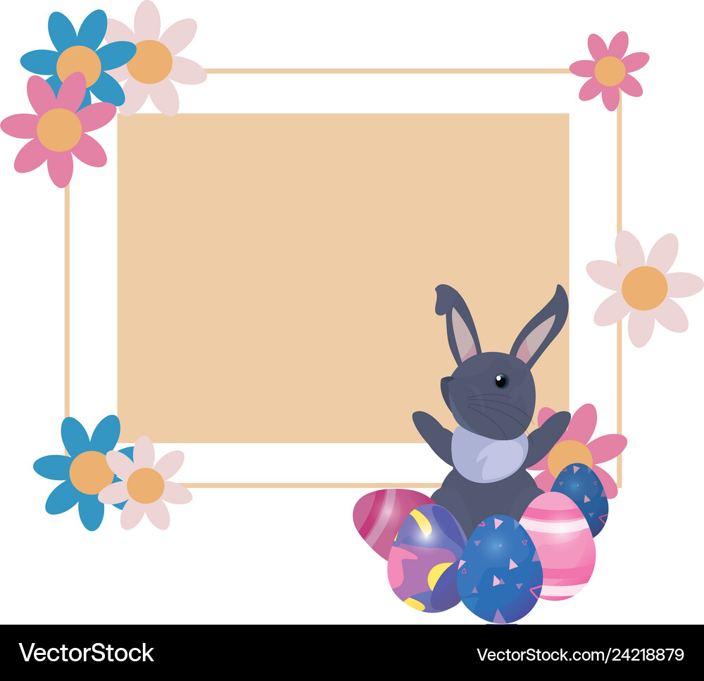 Rabbit eggs label easter Royalty Free Vector Image