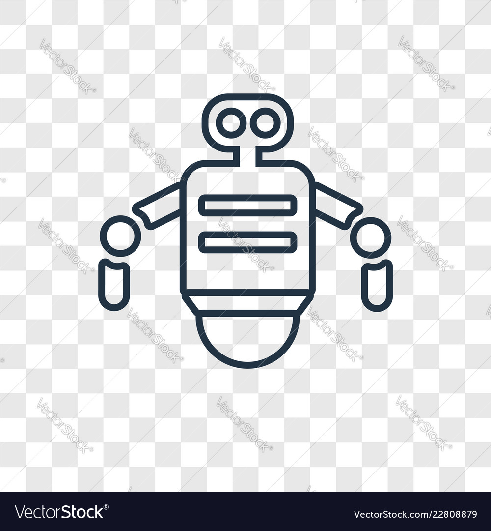 Robot concept linear icon isolated on transparent vector image Robot concept linear icon isolated on transparent