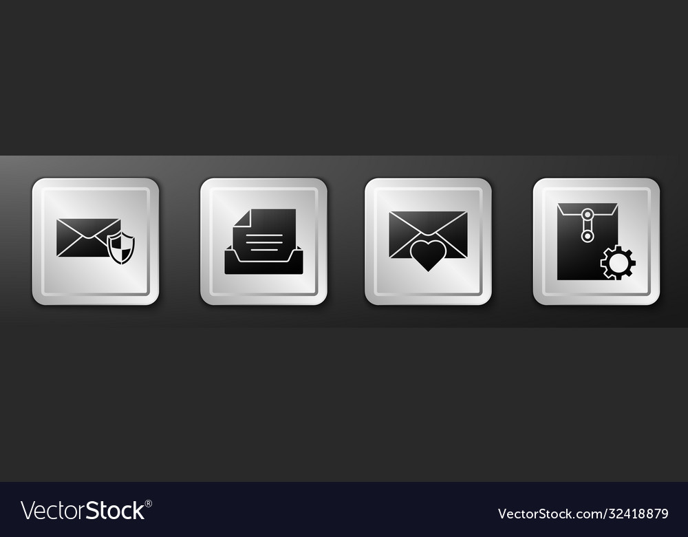 Set envelope with shield drawer document vector image Set envelope with shield drawer document