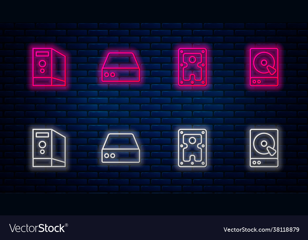 Set line server data web hosting hard disk vector image Set line server data web hosting hard disk