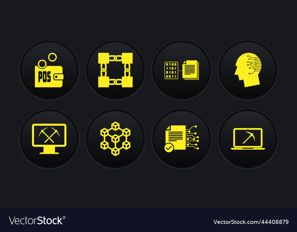 Set mining with monitor and pickaxe brain Vector Image Set mining with monitor and pickaxe brain