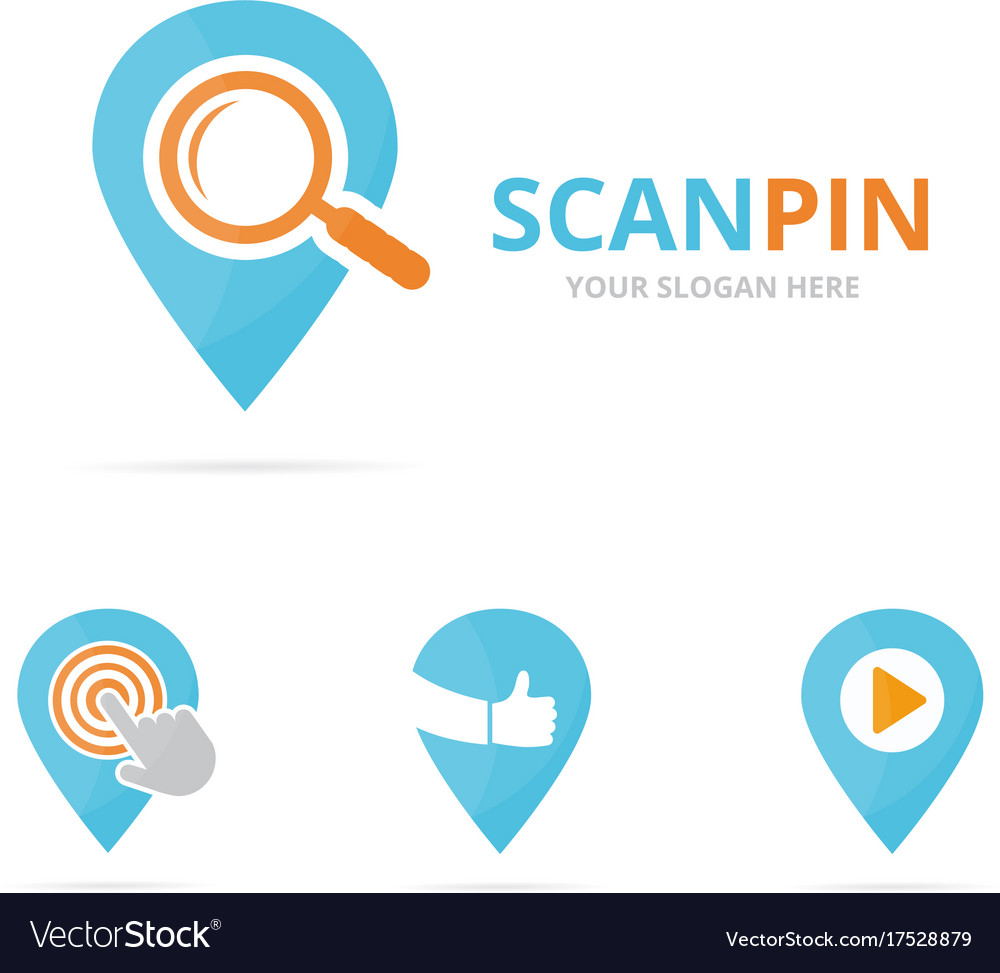 Set of map pointer logo combination gps locator