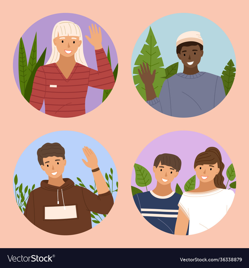 set-pictures-about-people-wave-their-hands-vector-image