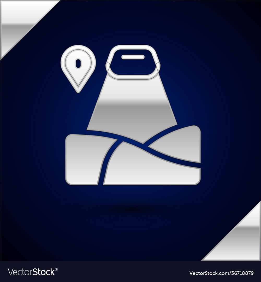 Silver map pointer with mountain icon isolated vector image Silver map pointer with mountain icon isolated