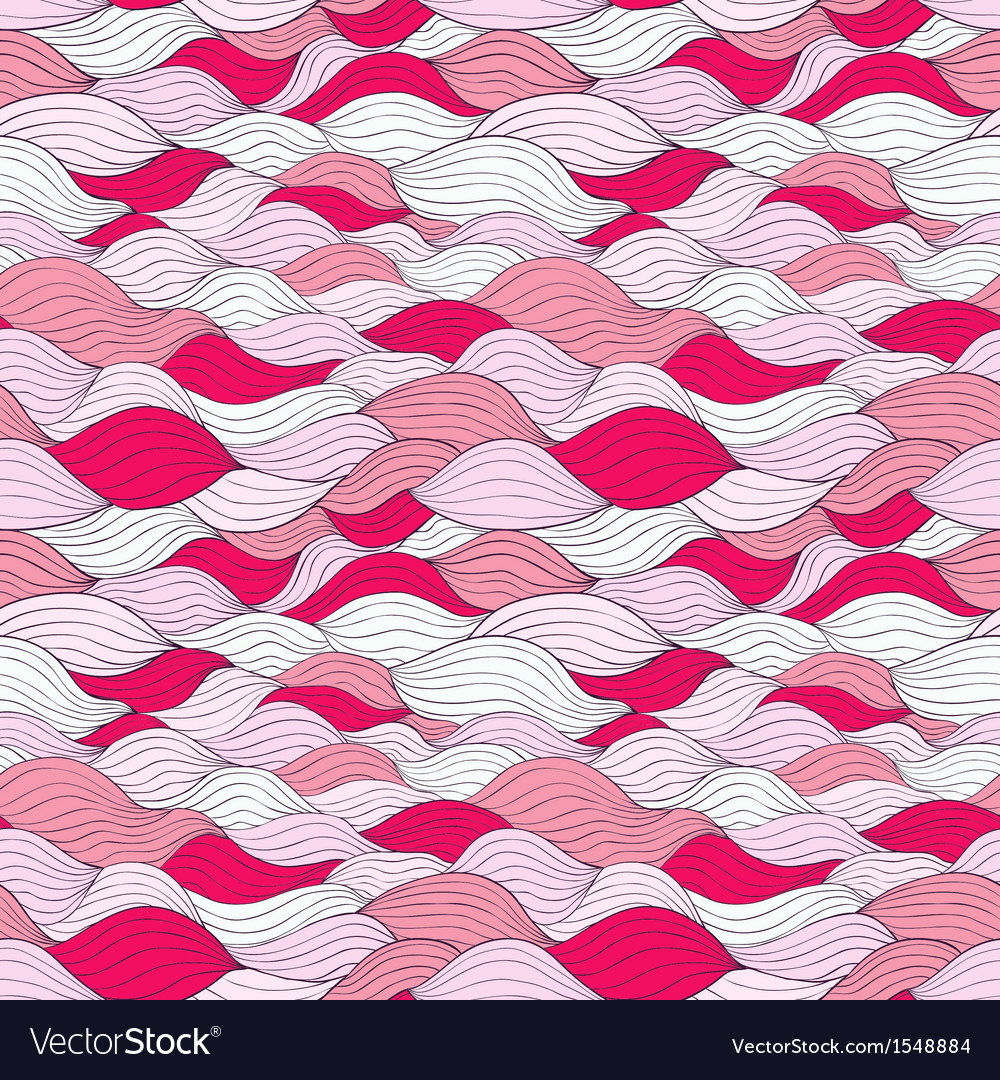 Abstract wavy seamless pattern of white and pink